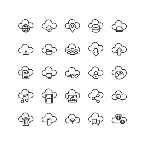 Conjunto de iconos de Cloud Computing. Vector e ilustración . — Vector de stock