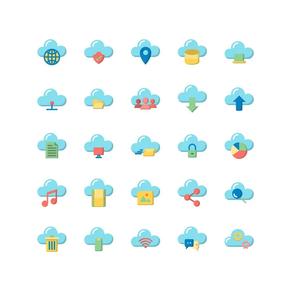 Cloud Computing flat icon set. Vector and Illustration. — Stock Vector