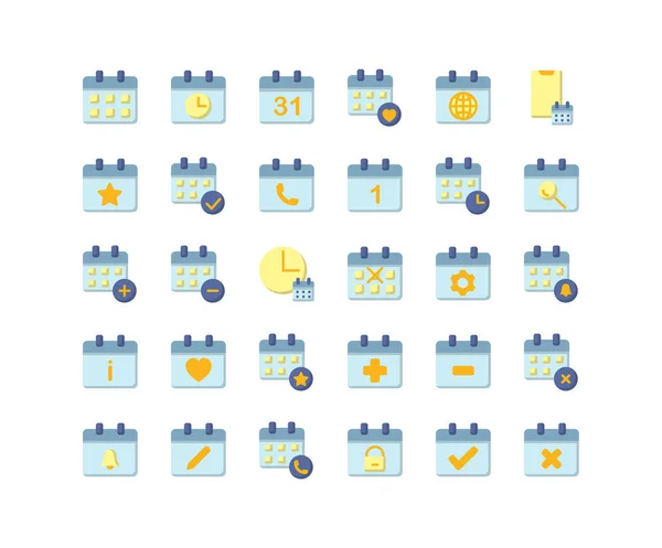 Calendar flat icon set. Vector and Illustration. — Stock Vector