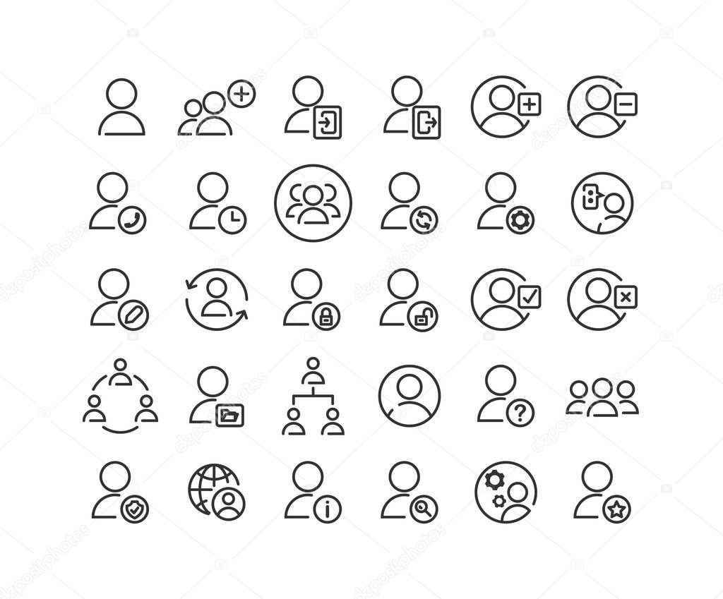 Users outline icon set. Vector and Illustration.