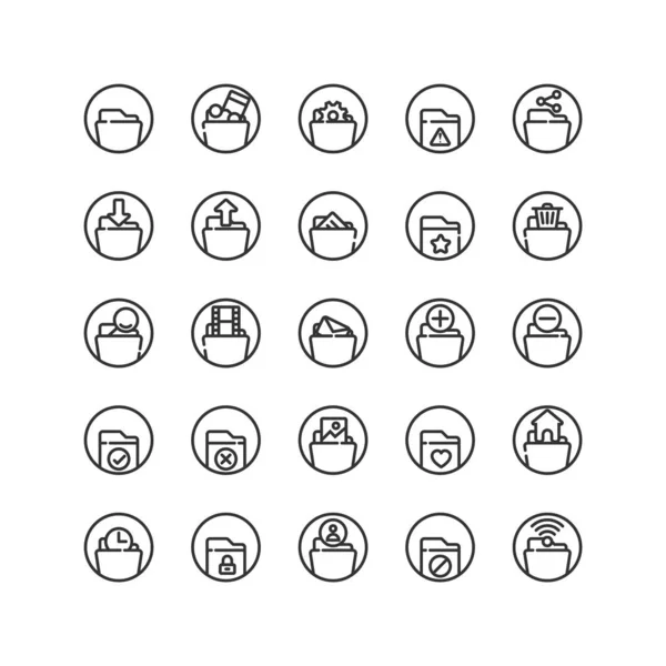 Ensemble d'icônes de contour de dossier. Vecteur et illustration . — Image vectorielle