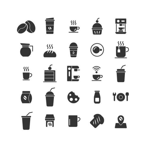 Coffee Shop solide pictogram set. Vector en illustratie. — Stockvector