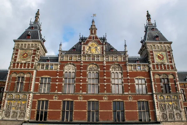 Bouw Van Het Amsterdam Centraal Station Nederland — Stockfoto