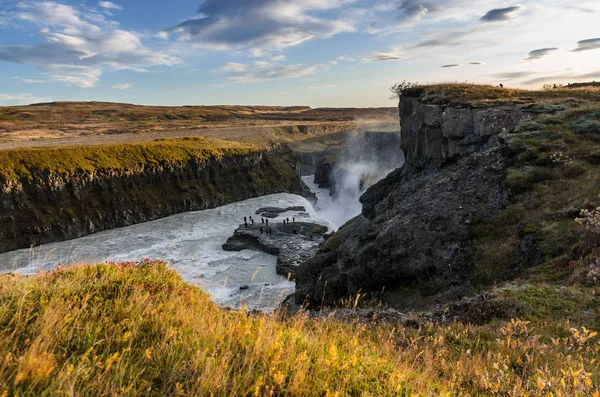 Isländskt vattenfall Gullfoss - Golden Falls. den starkaste på Island och i Europa — Stockfoto