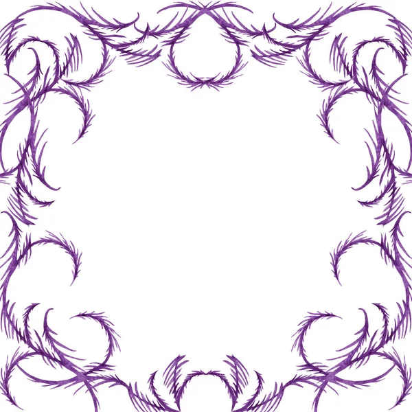 Cadre Quadratique Symétrique Éléments Abstraits Violets Artistiques Monogrammes Dans Style — Photo