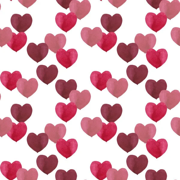 Seamless Pattern Simple Red Hues Hearts Chaotic Order Romantic Decoration — 스톡 사진