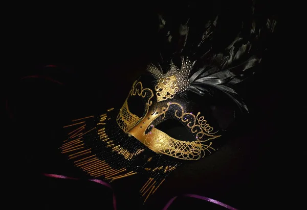 Masquerade Masker Mardi Gras Carnaval Feest Banner Met Lege Kopieerruimte — Stockfoto