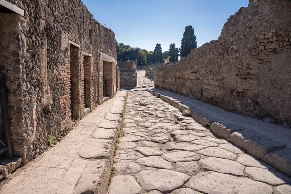 Calle en la antigua ciudad de Pompeya, Italia — Foto de Stock