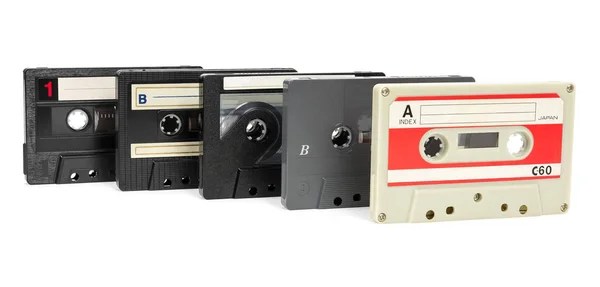 Set med vintage ljudband på vit bakgrund — Stockfoto