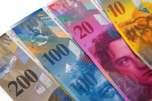 Closeup of swiss franc banknotes — Stock Photo, Image