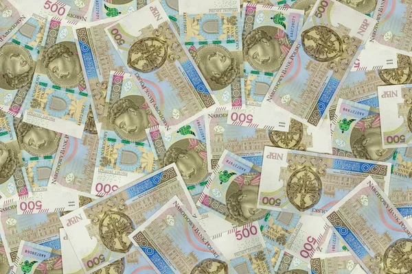 Achtergrond gemaakt van 500 pln bankbiljetten — Stockfoto