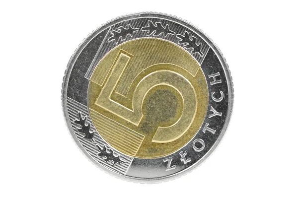 Closeup of 5 polish zloty coin — Stock Photo, Image