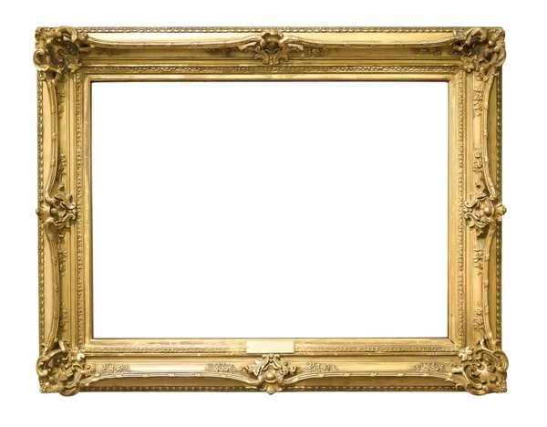 Moldura decorativa de ouro isolado no branco — Fotografia de Stock