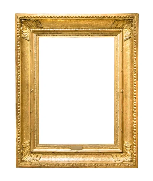 Moldura decorativa de ouro isolado no branco — Fotografia de Stock