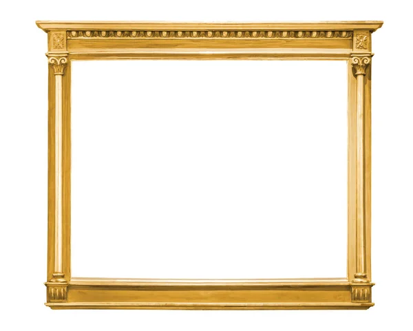 Moldura decorativa de ouro isolado no branco — Fotografia de Stock