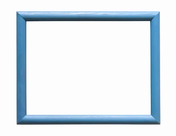 Blue wooden photo frame on white background — Stock Photo, Image