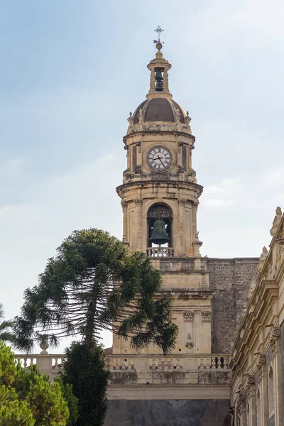 Clock tower of the Cathedral of Saint Agatha in Catania — Stock Photo, Image