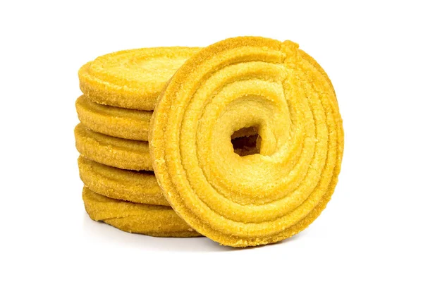 Stack of butter cookies on white background — Stock Photo, Image