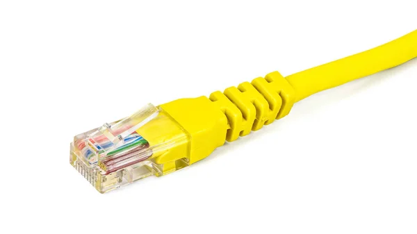 Yellow network plug on white background Royalty Free Stock Photos