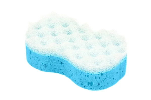 Blue Bath Massage Sponge Isolated White Background — Stock Photo, Image