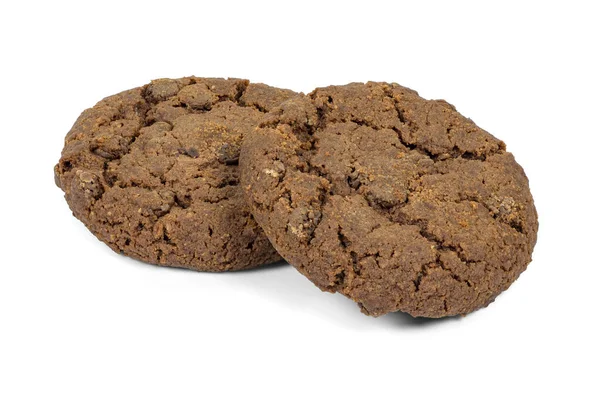Cookies Aux Pépites Chocolat Noir Isolés Sur Fond Blanc Avec — Photo