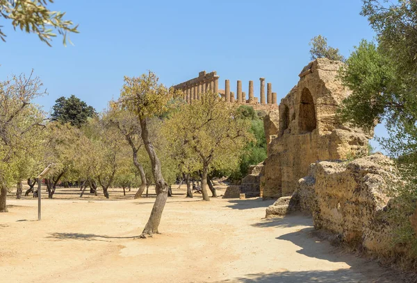 Restos Antigua Ciudad Griega Akragas Valle Los Templos Agrigento Sicilia — Foto de Stock