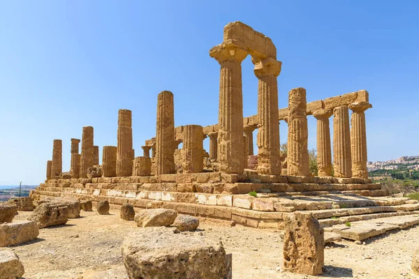 Rovine Del Tempio Giunone Nella Valle Dei Templi Agrigento Sicilia — Foto Stock