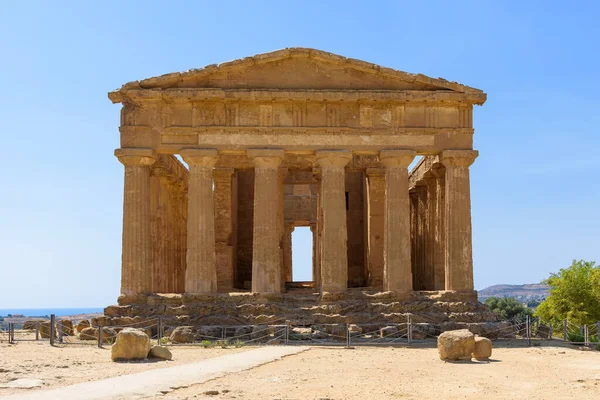 Agrigento Sicilya Talya Daki Tapınaklar Vadisi Ndeki Concordia Tapınağı Kalıntıları — Stok fotoğraf