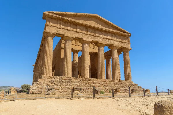 Agrigento Sicilya Talya Daki Tapınaklar Vadisi Ndeki Concordia Tapınağı Kalıntıları — Stok fotoğraf