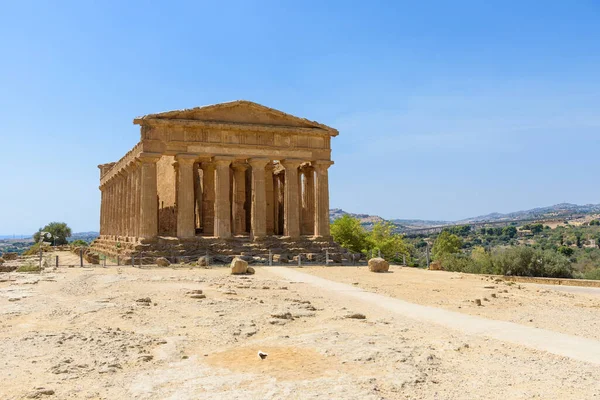 Agrigento Sicilya Talya Daki Tapınaklar Vadisi Ndeki Concordia Tapınağı Kalıntıları — Stok fotoğraf