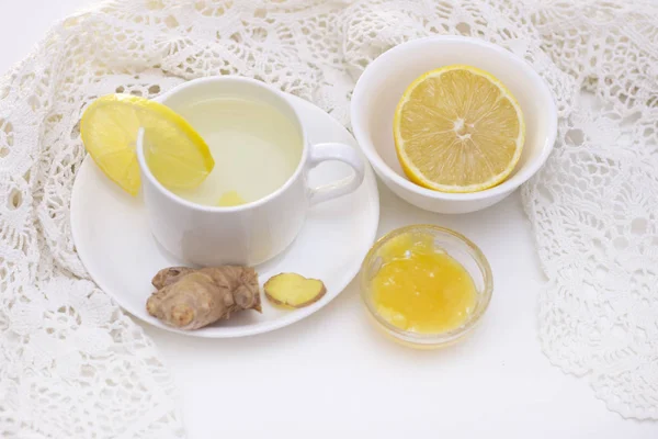 Имбирный Чай Лимоном Медом Чай Иммунитета Холодный Напиток Имбирный Чай — стоковое фото