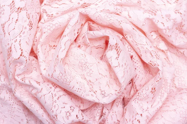 Pozadí Textura Krajky Tkaniny Jemná Růžová Barva Krásné Luxusní Zázemí — Stock fotografie