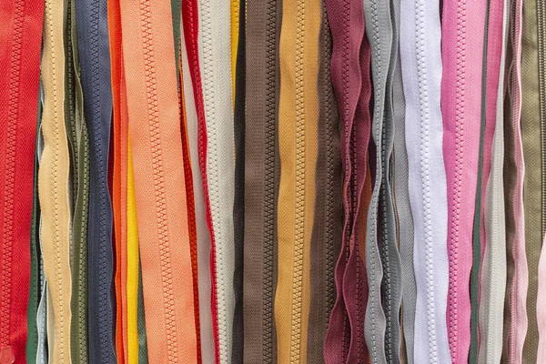 Textura Fondo Cremalleras Una Gran Cantidad Cremalleras Diferentes Colores Líneas — Foto de Stock