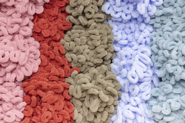 Sfondo Texture Filato Multicolore Peluche Bellissimo Modello Filo Palle Filati — Foto Stock