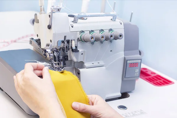 Nähatelier Näherin Patch Stoff Overlock Stich Overlock Zum Nähen Von — Stockfoto