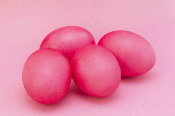 Easter Eggs Pink Color Pink Background Happy Easter — Stock Photo, Image