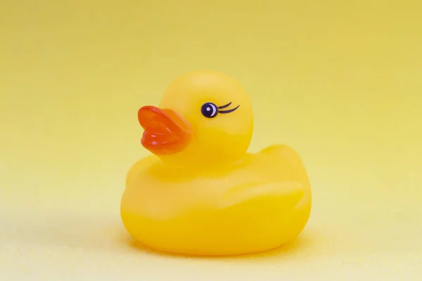 Duck Yellow Background Minimally Creative Concept Bathing Babies — Stock Photo, Image
