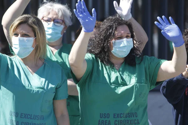 Ein Coruna Spanien Mitarbeiter Des Gesundheitswesens Die Mit Der Neuen — Stockfoto