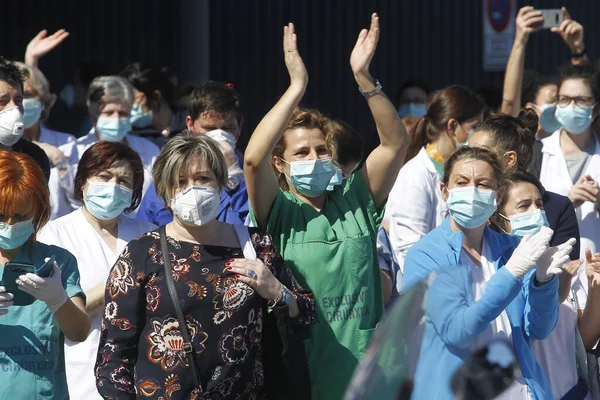 Een Coruna Spanje Zorgverleners Die Maken Hebben Met Nieuwe Coronavirus — Stockfoto