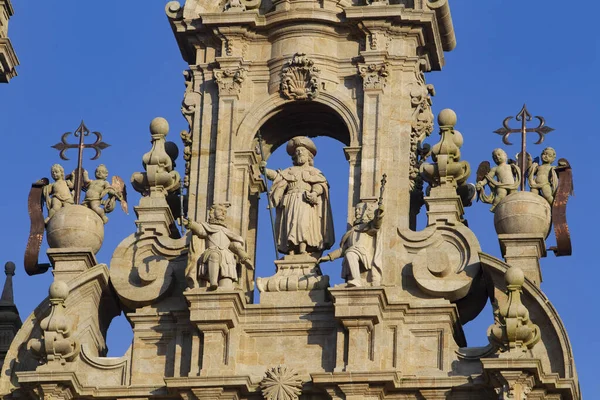 2019年12月6日 位于奥布拉多罗广场的圣地亚哥 德孔波斯特拉主教座堂的主要巴洛克立面景观 — 图库照片