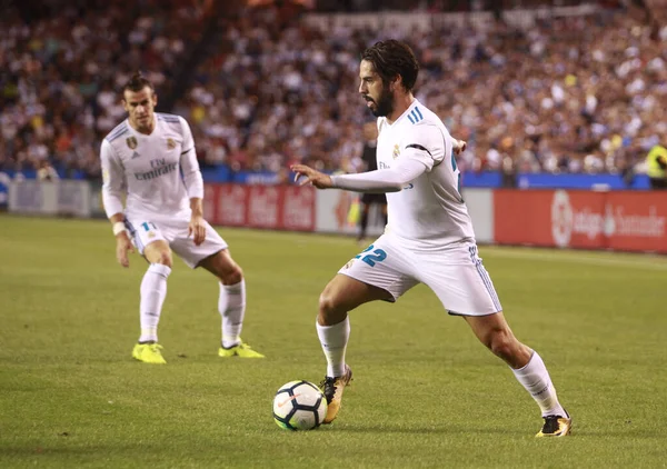 Coruna, İspanya. 20 Ağustos 2017. La Liga maçında Real Madrid 'li Isco, RC Deportivo de La Coruna ve Real Madrid arasında Riazor Stadyumu' nda oynandı..