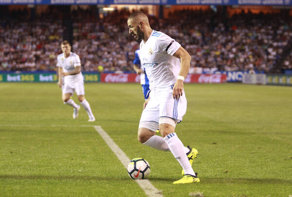 Коруа, Испания. 20 августа 2017 года. Тони Кроос из Реал Мадрида во время матча Ла Лиги между "Ла Коруна" и "Реал Мадрид" на стадионе "Риазор"
.