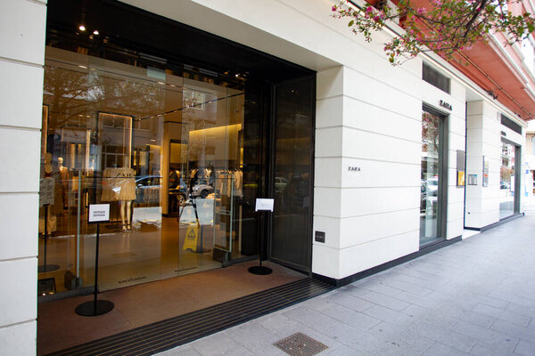 Coruna-Spain.The first store opened by the 'Inditex' group, under the name 'Zara', in the center of Corua, reopened today after being closed due to the covid-19 coronavirus on May 07,2020