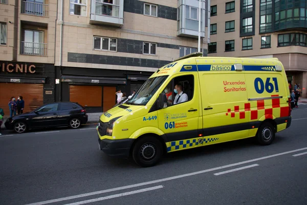 Een Coruna Spanje Spanje Ambulance Auto Dringende Medische Dienst Missie — Stockfoto