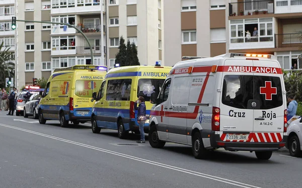 Carro Ambulância Coruna Espanha Espanha Serviço Médico Emergência Missão Crise — Fotografia de Stock