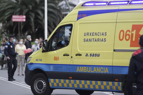 Coche Ambulancia Coruña España España Servicio Médico Emergencia Misión Crisis — Foto de Stock