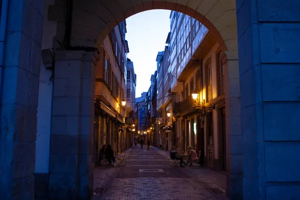 Coruna Spain Galera Street Con Pocas Mesas Calle Debido Las —  Fotos de Stock