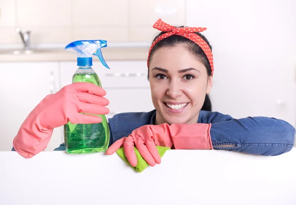 Schoonmaakster duim opdagen — Stockfoto