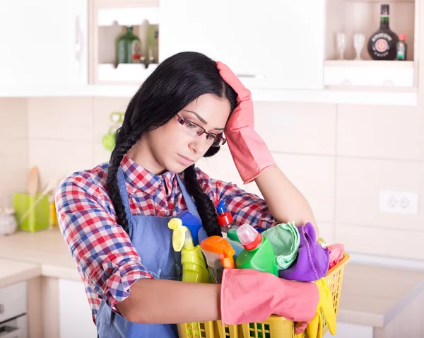 Tired cleaning lady — Stock Photo, Image