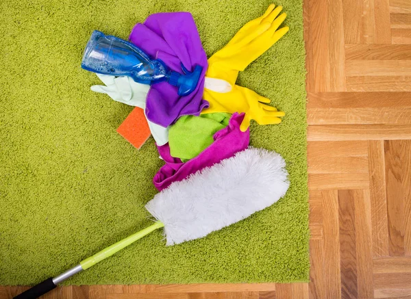 Cleaning tools on carpet — Stock Photo, Image